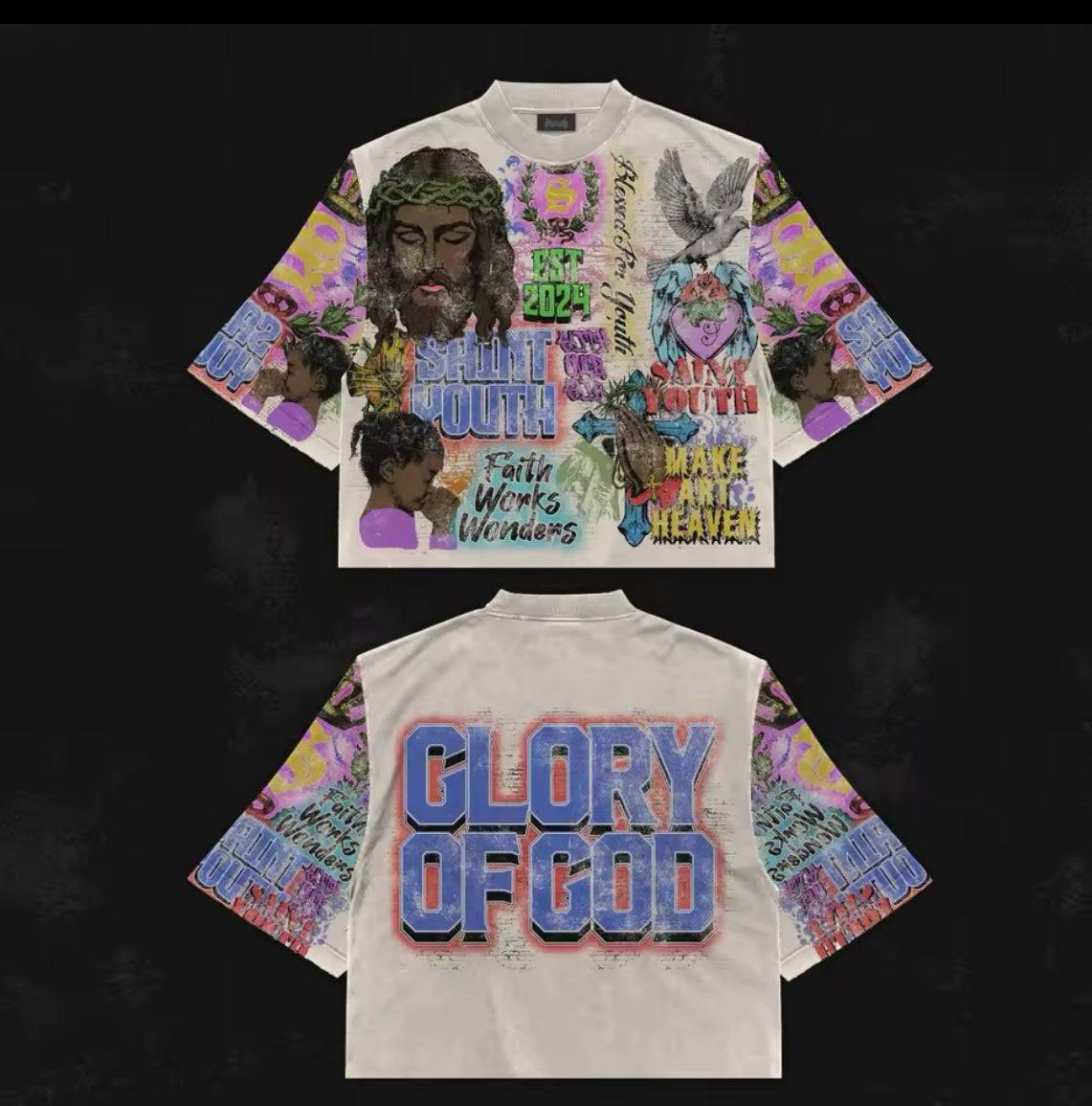 OVERSIZED ROUND NECK COTTON T SHIRT Y2K HIP HOP